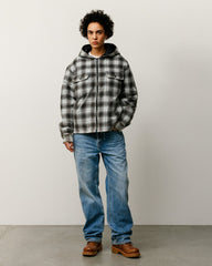 ZIP HOODED PLAID SHIRT