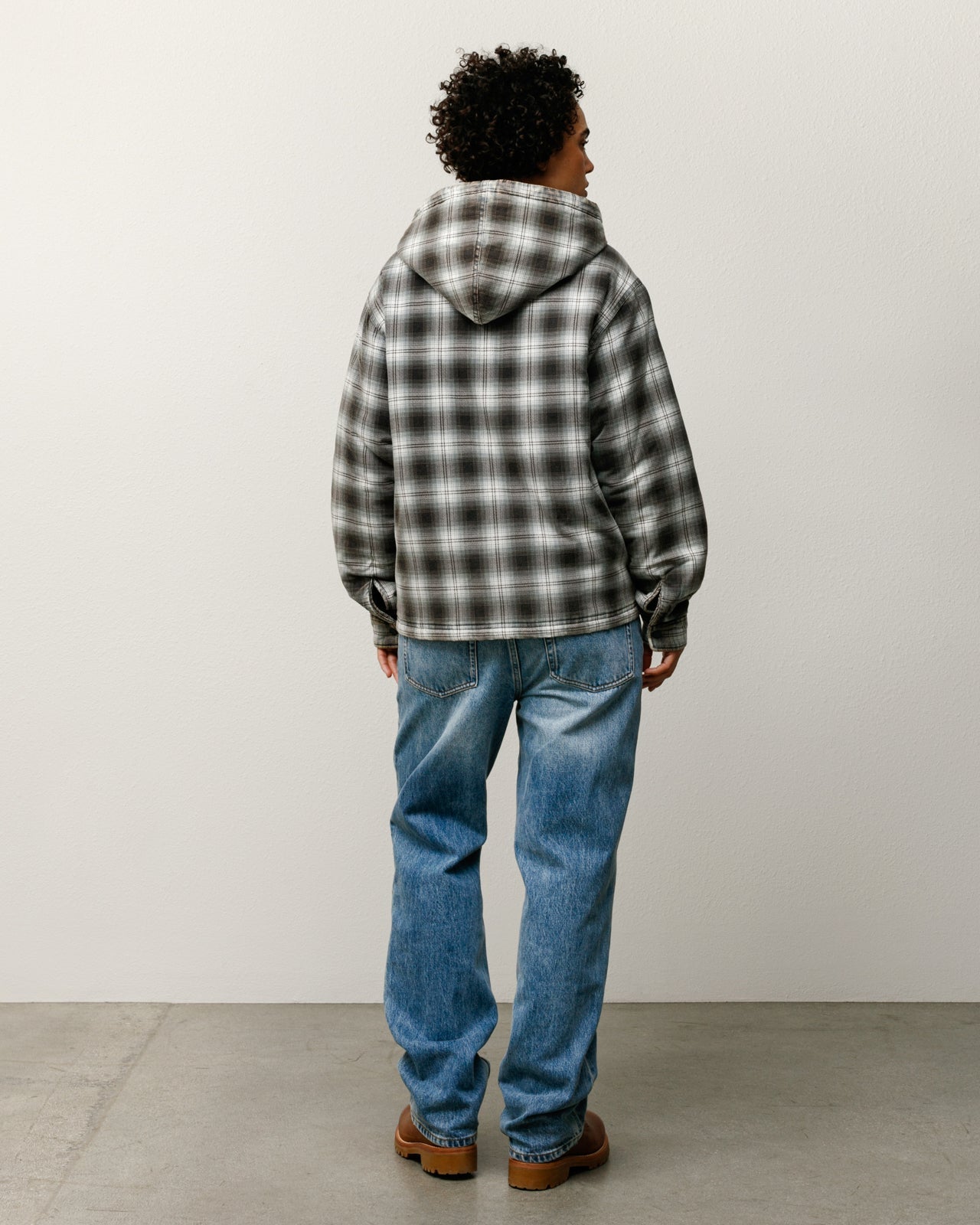 ZIP HOODED PLAID SHIRT