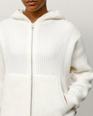 WAFFLE CASHMERE ZIP HOOD SWEATER