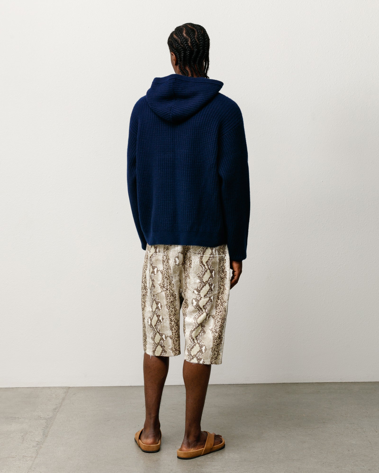 WAFFLE CASHMERE ZIP HOOD SWEATER