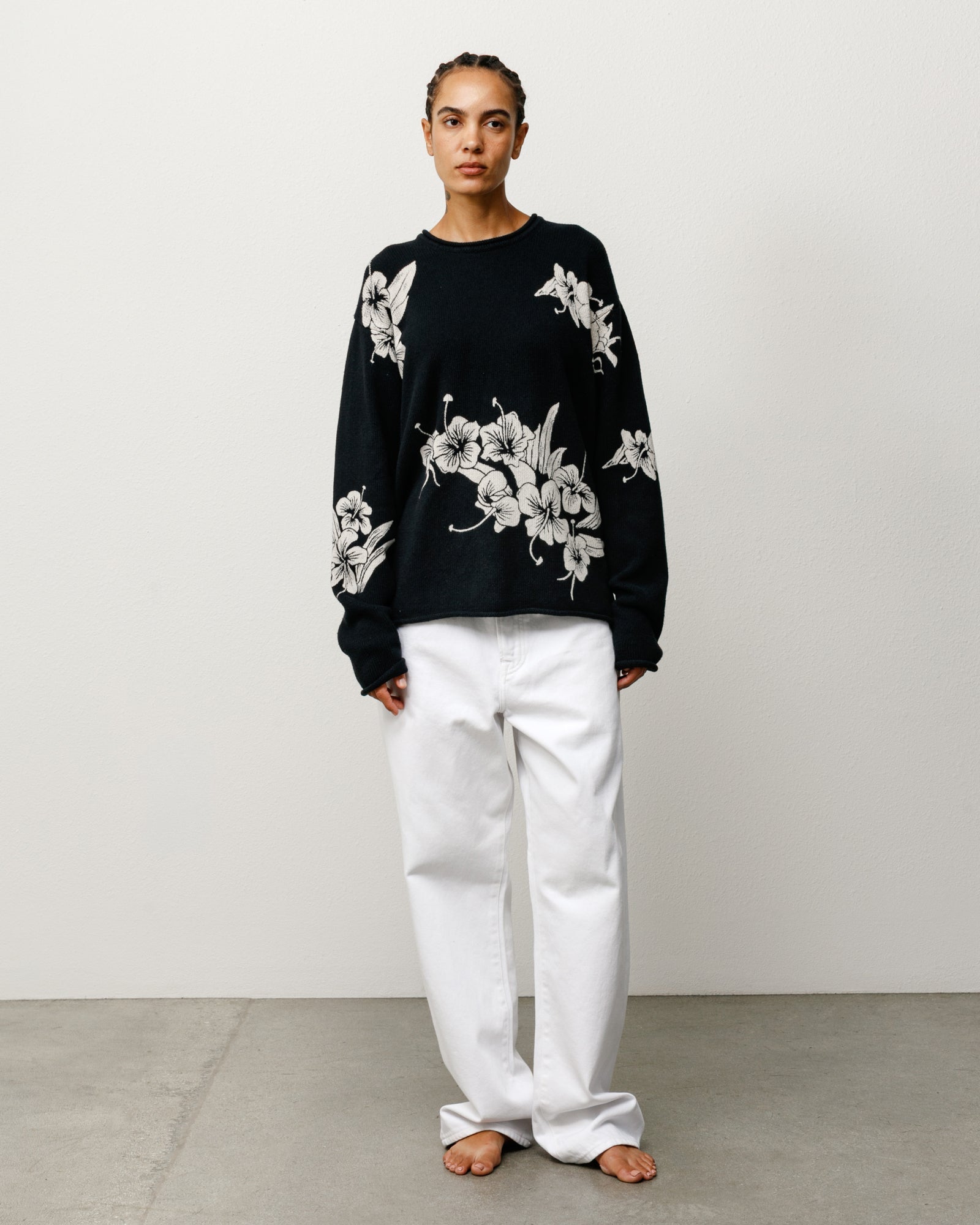 FLORAL ROLL NECK SWEATER