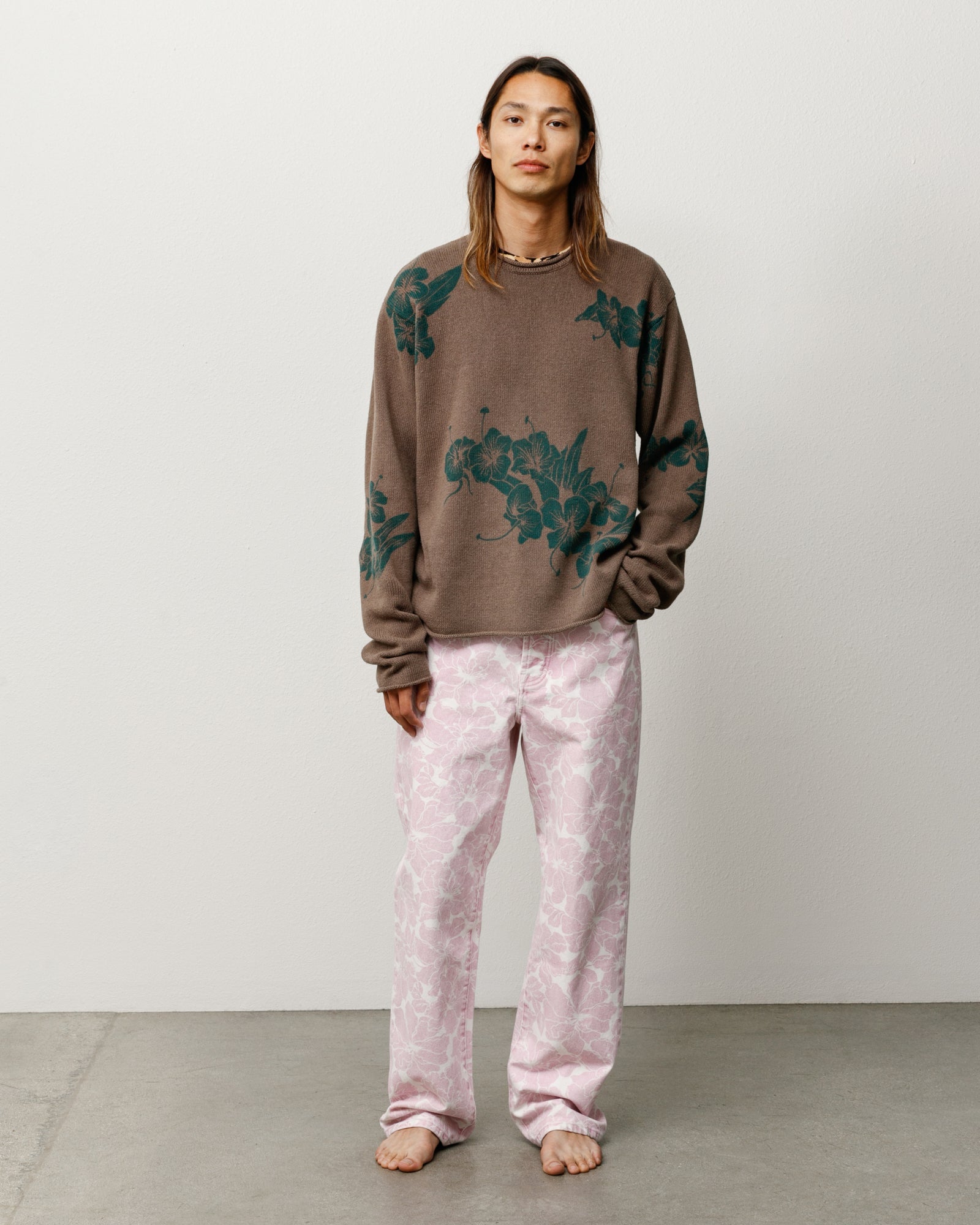 FLORAL ROLL NECK SWEATER