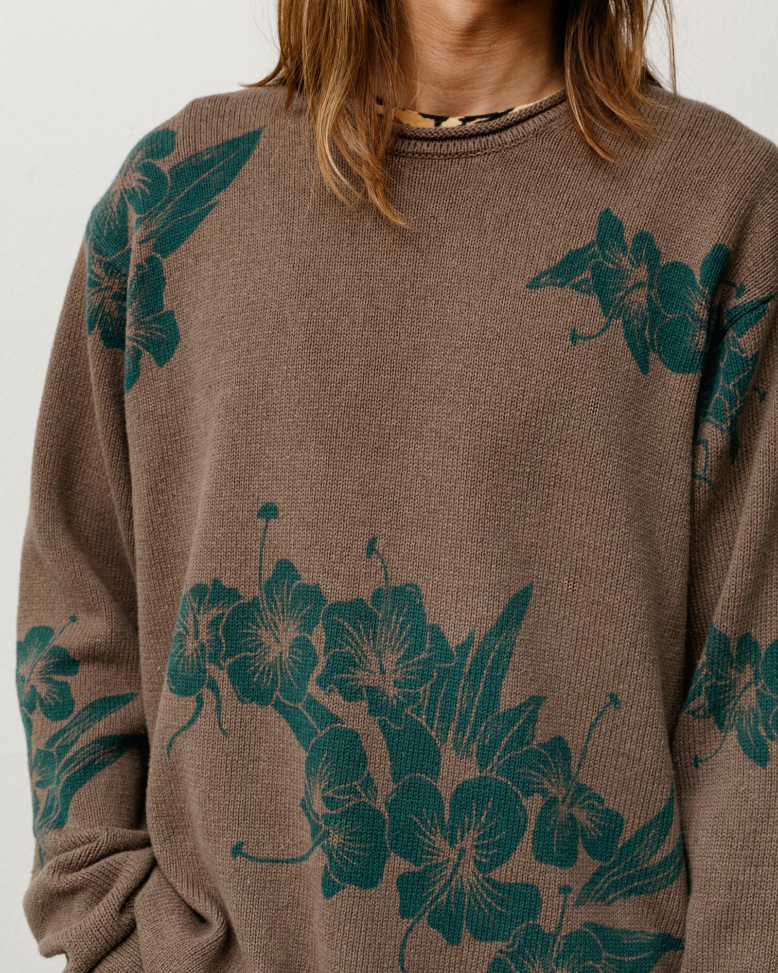 FLORAL ROLL NECK SWEATER